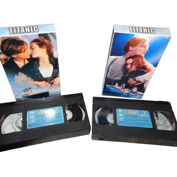 TITANIC vintage 2pc VHS in original paper box set case DiCaprio Winslet - Picture 3 of 8